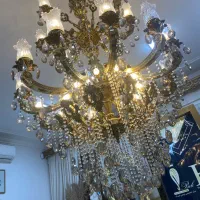 لوستر لوکس سه طبقه برنجی ۲۴ شاخه