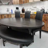 میز ناهارخوری میز غذاخوری 6نفره صندلی ها تمام چرم