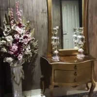 آینه کنسول طلایی شیک  پایه گل