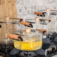 قابلمه پیرکس حرارت مستقیم دسته چوبی ترکیه ای