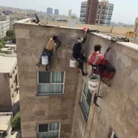 نصب حلب دیوار کناری ساختمان بدون داربست عایق راپل