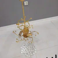 لوسترکریستالی طلایی دوسایزبزرگ وکوچک/استیل/نارنجی