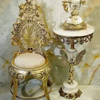 میز تلفن صندلی برنز برنزی