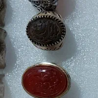 انگشتر و نگین کریستالی یاقوتی آبی و عقیق سبز درشت