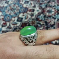 انگشتر نقره عقیق سبز آبدار