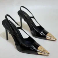 کفش زنانه پاشنه 10 سانت پنجه طلایی وای اس ال YSL