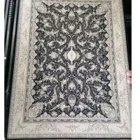 قالی طرح تندیس گل سرخ سرمه ای