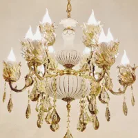 لوستر10شعله ترکیب برنز و سرامیک تولیدی رستمی