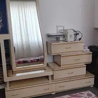 آینه دراور MDF بژ ۵ کشو دلاور ۳ تیکه