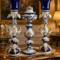 ست رو کنسولی چینی و گلدان و پیش دستی