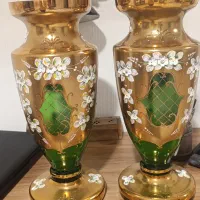 دو عدد گلدان طلاکوب اگرمن با ارتفاع چهل سانت