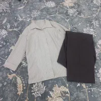 مانتو شلوار کرم قهوه ایی