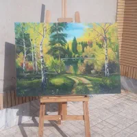 سه پایه نقاشی به همراه بوم