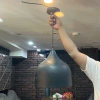 چراغ آویز فلزی و کنفی