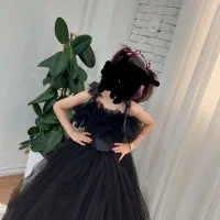 لباس عروس مشکی فنردارمناسب سایز۶تا۹سال
