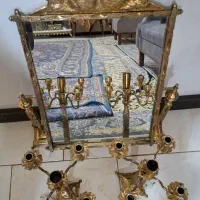 آینه وشمعدان برنجی درحد نو استفاده نشده