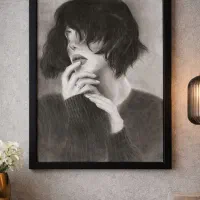 تابلو نقاشی چهره سیاه قلم