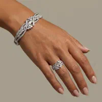 ست نقره دستبند و انگشتر زنانه