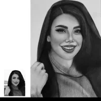 نقاشی طراحی چهره سیاه قلم  مناسب ولنتایین