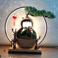 آبنمای دست ساز و جاعودی ودکور چراغدار کدوی تو خالی