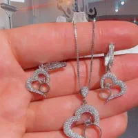 نیم ست جواهری نقره حلقه داخل قلب.نماد عشق