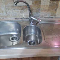 سینک ظرفشویی دو لگن با سینی و شیر