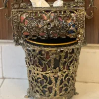 سطل اشغال و جادستمال کاغذی برنز