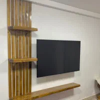انواع شلف دیواری چوبی روس و روستیک میز تلویزیون