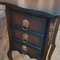 میز تلفن چوبی سه کشو کارکرده