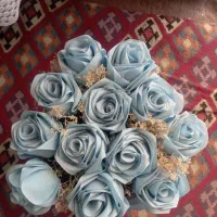 گلدان و گل مصنوعی رز آبی