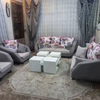 مبل و میز نهارخوری ست سفید طوسی