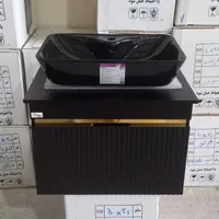 کابینت روشویی سایز ۶۰،۴۰ مشکی با سنگ گاتریا|لوازم سرویس بهداشتی|تهران, افسریه|دیوار