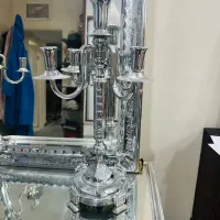 آینه و شمعدان  برنجی با آبکاری کروم