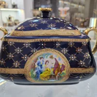 ظروف چینی سورمه ای قدیمی طرح ۳ دختر