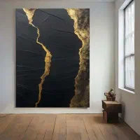 تابلو نقاشی سیاه سفید طلایی مدرن مینیمال دکوراتیو