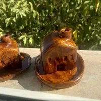 جا عودی فشنگی کلبه طرح چوب سنگ مصنوعی