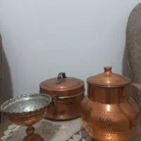 پارچ  درب دار و قابلمه  درب داروشکلات خوری مسی