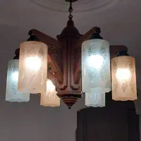 لوستر ۶ شعله چوبی