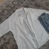 شومیز تور نگین دار  شلوار لی بگ قد نود ترند نو