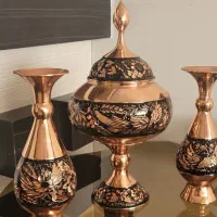 شکلات خوری و گلدان مسی