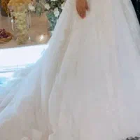 لباس عروس سنگ دوزی شده دامن دانتل ایتالیایی