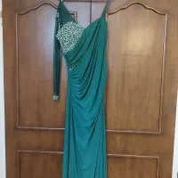لباس مجلسی مدل یونانی سبز یشمی