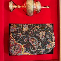 پک هدیه جام مسی خاتم کاری شده اصفهان و ترمه