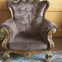مبل راحتی چوب دستساز با پارچه مخمل