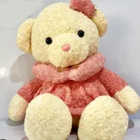 عروسک  تدی /خرس بزرگ  دامن صورتی کاملا نو