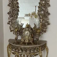 آیینه شمعدون و ساعت برنز
