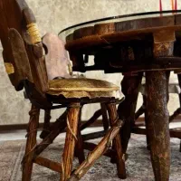 میز چهار نفره  تنه درخت طراحی خیلی شیک و خاص