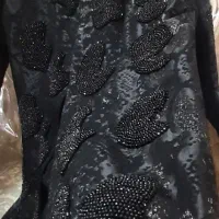 کت زنانه مانتو نازک خنک نونو فول جواهر دوزی مشکی