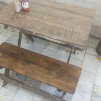 میز صندلی تاشو نیمکتی 4 نفره
