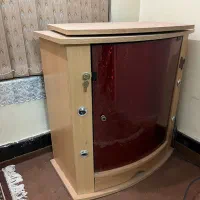 فروش میز تلویزیون چوبی با درب شیشه‌ای